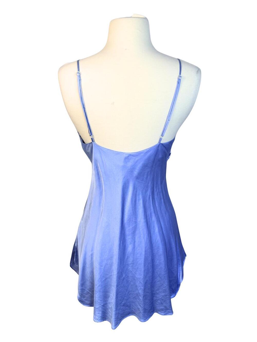 Vintage 1991 Victoria's Secret Gold Label 100% Silk Robe & Slip Set Blue - Picture 5 of 6